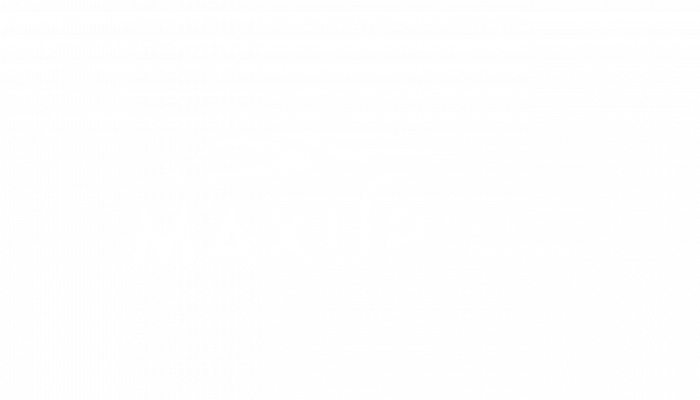 Logo von Max UP – Premium Autopflege mit stilisierter Fahrzeugkontur auf schwarzem Hintergrund